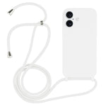 غطاء من السيليكون السائل بحزام عبر الجسم، لهواتف iPhone 16 Pro Max، iPhone 16 Pro، iPhone 16 Plus
