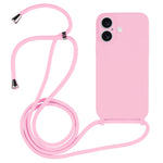 غطاء من السيليكون السائل بحزام عبر الجسم، لهواتف iPhone 16 Pro Max، iPhone 16 Pro، iPhone 16 Plus