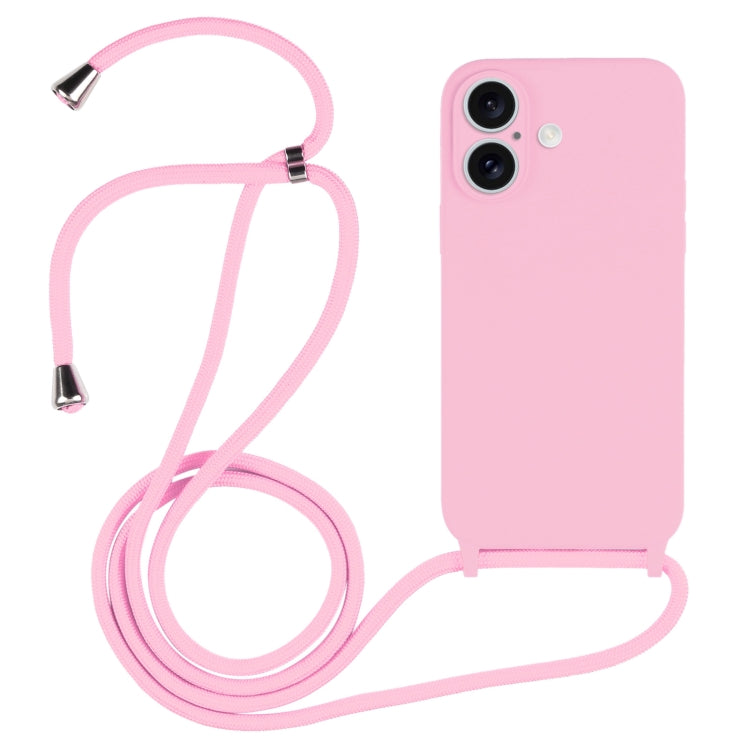 غطاء من السيليكون السائل بحزام عبر الجسم، لهواتف iPhone 16 Pro Max، iPhone 16 Pro، iPhone 16 Plus
