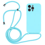 غطاء من السيليكون السائل بحزام عبر الجسم، لهواتف iPhone 16 Pro Max، iPhone 16 Pro، iPhone 16 Plus