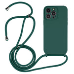 غطاء من السيليكون السائل بحزام عبر الجسم، لهواتف iPhone 16 Pro Max، iPhone 16 Pro، iPhone 16 Plus