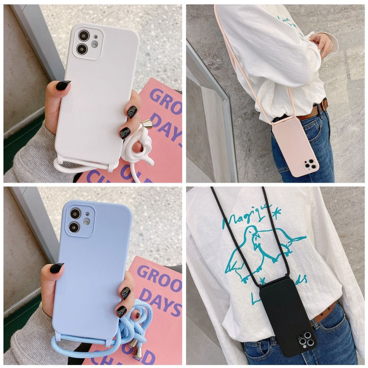غطاء من السيليكون السائل بحزام عبر الجسم، لهواتف iPhone 16 Pro Max، iPhone 16 Pro، iPhone 16 Plus