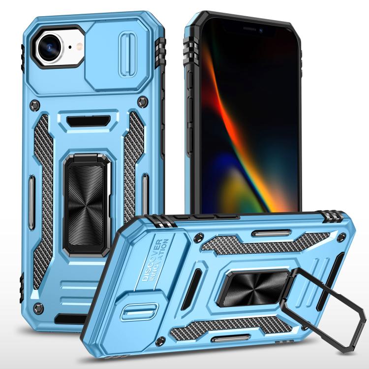 غطاء هاتف بدرع كاميرا من PC + TPU، لهواتف iPhone 17e / 16e، iPhone 17 Pro Max، iPhone 17 Pro، iPhone 17، iPhone Air، iPhone 16 Pro Max