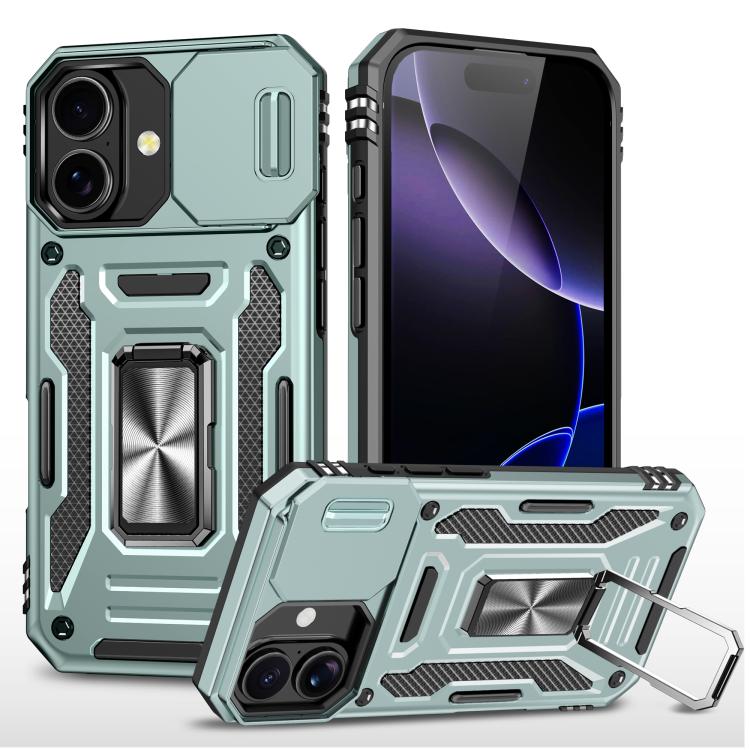 غطاء هاتف بدرع كاميرا من PC + TPU، لهواتف iPhone 17e / 16e، iPhone 17 Pro Max، iPhone 17 Pro، iPhone 17، iPhone Air، iPhone 16 Pro Max