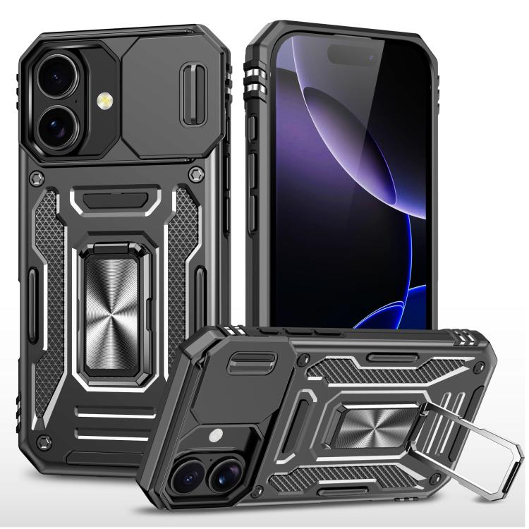 غطاء هاتف بدرع كاميرا من PC + TPU، لهواتف iPhone 17e / 16e، iPhone 17 Pro Max، iPhone 17 Pro، iPhone 17، iPhone Air، iPhone 16 Pro Max