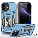 غطاء هاتف بدرع كاميرا من PC + TPU، لهواتف iPhone 17e / 16e، iPhone 17 Pro Max، iPhone 17 Pro، iPhone 17، iPhone Air، iPhone 16 Pro Max
