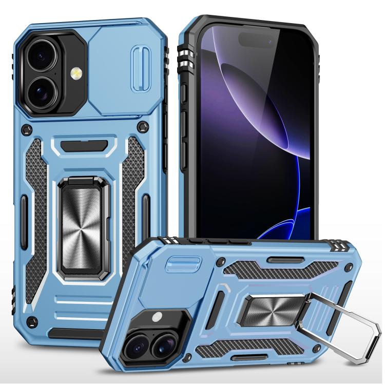 غطاء هاتف بدرع كاميرا من PC + TPU، لهواتف iPhone 17e / 16e، iPhone 17 Pro Max، iPhone 17 Pro، iPhone 17، iPhone Air، iPhone 16 Pro Max