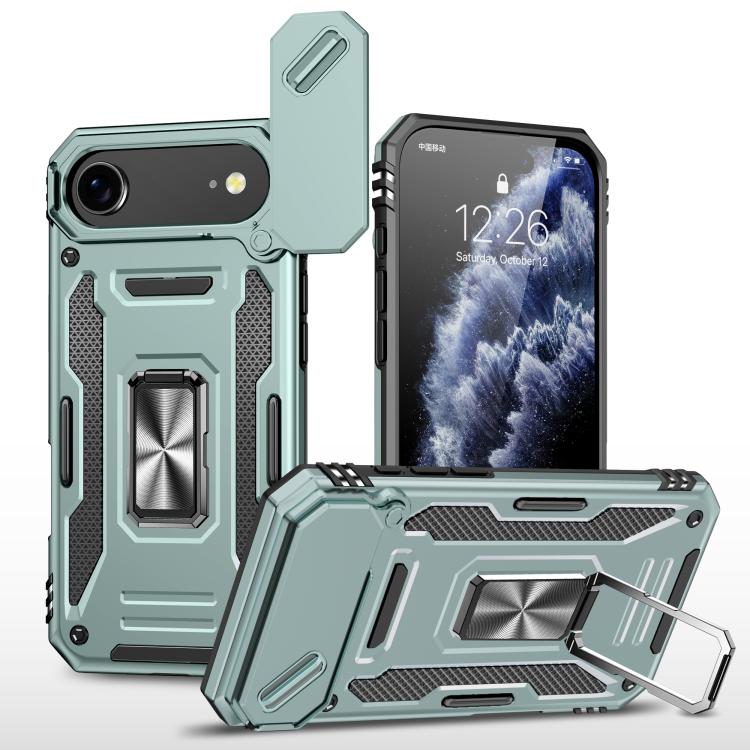 غطاء هاتف بدرع كاميرا من PC + TPU، لهواتف iPhone 17e / 16e، iPhone 17 Pro Max، iPhone 17 Pro، iPhone 17، iPhone Air، iPhone 16 Pro Max
