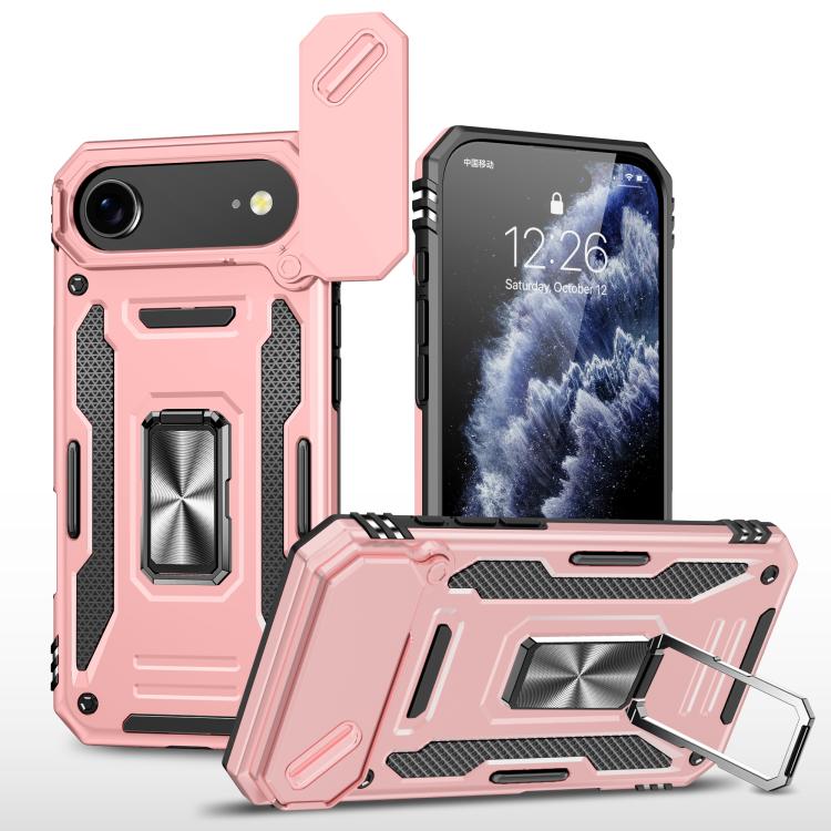 غطاء هاتف بدرع كاميرا من PC + TPU، لهواتف iPhone 17e / 16e، iPhone 17 Pro Max، iPhone 17 Pro، iPhone 17، iPhone Air، iPhone 16 Pro Max