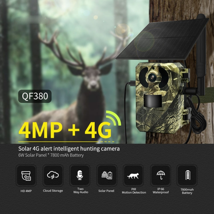 ESCAM QF380 4MP Network Solar PIR Alert Smart Wildlife Hunting Camera, EU Version, AU Version, US Version