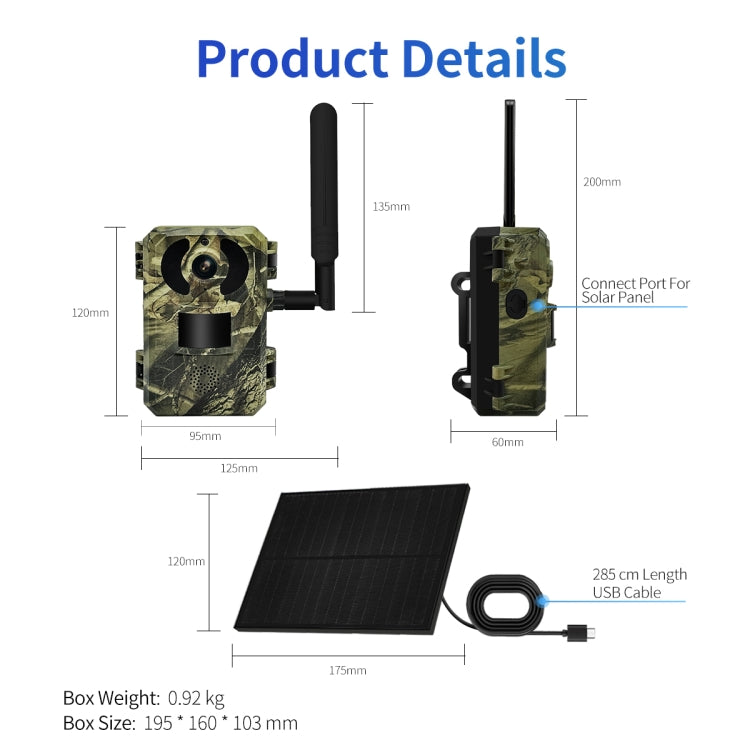 ESCAM QF380 4MP Network Solar PIR Alert Smart Wildlife Hunting Camera, EU Version, AU Version, US Version