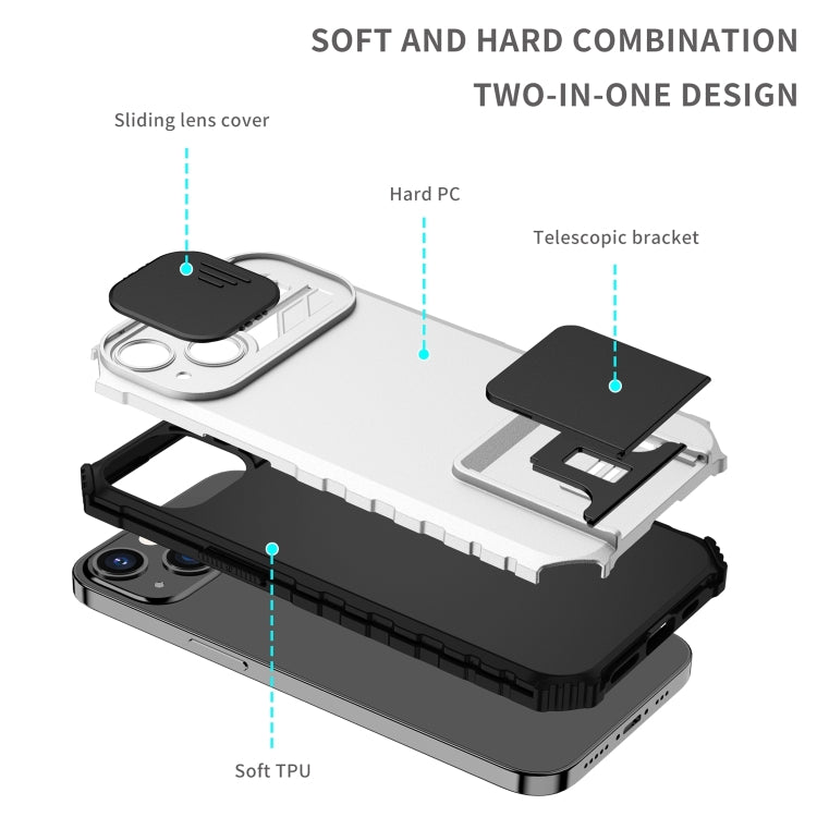 Stereoscopic Holder Sliding Camshield Phone Case, For iPhone 15 Plus, For iPhone 15