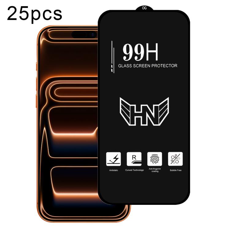 25 قطعة فيلم زجاج مقسى كامل الشاشة بقوس كبير عالي الألمنيوم، لهواتف iPhone 17 Pro Max، iPhone 17 Pro، iPhone 17، iPhone Air، iPhone 16 Pro Max، iPhone 16 Pro، iPhone 16 Plus، iPhone 16، iPhone 15 Pro Max، iPhone 15 Pro