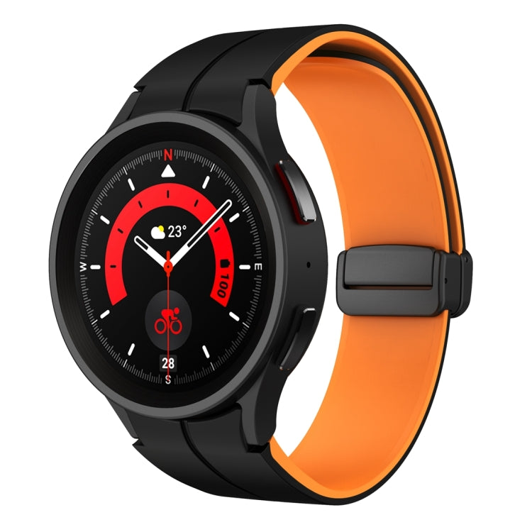 Dual Color Magnetic Folding Buckle Silicone Watch Band, For Samsung Galaxy Watch 6 / 6 Classic