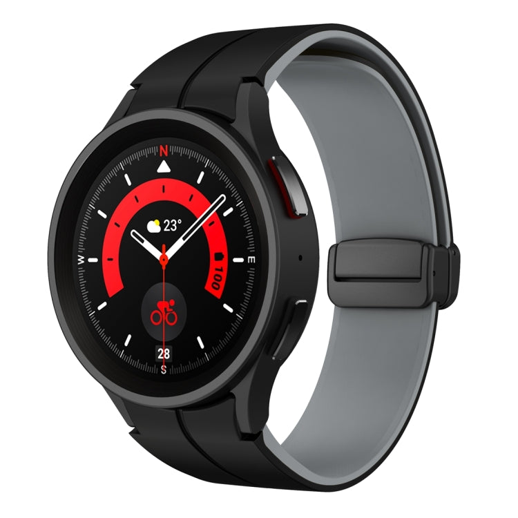 Dual Color Magnetic Folding Buckle Silicone Watch Band, For Samsung Galaxy Watch 6 / 6 Classic