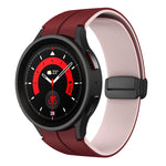 Dual Color Magnetic Folding Buckle Silicone Watch Band, For Samsung Galaxy Watch 6 / 6 Classic