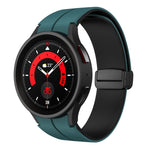 Dual Color Magnetic Folding Buckle Silicone Watch Band, For Samsung Galaxy Watch 6 / 6 Classic