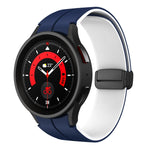 Dual Color Magnetic Folding Buckle Silicone Watch Band, For Samsung Galaxy Watch 6 / 6 Classic