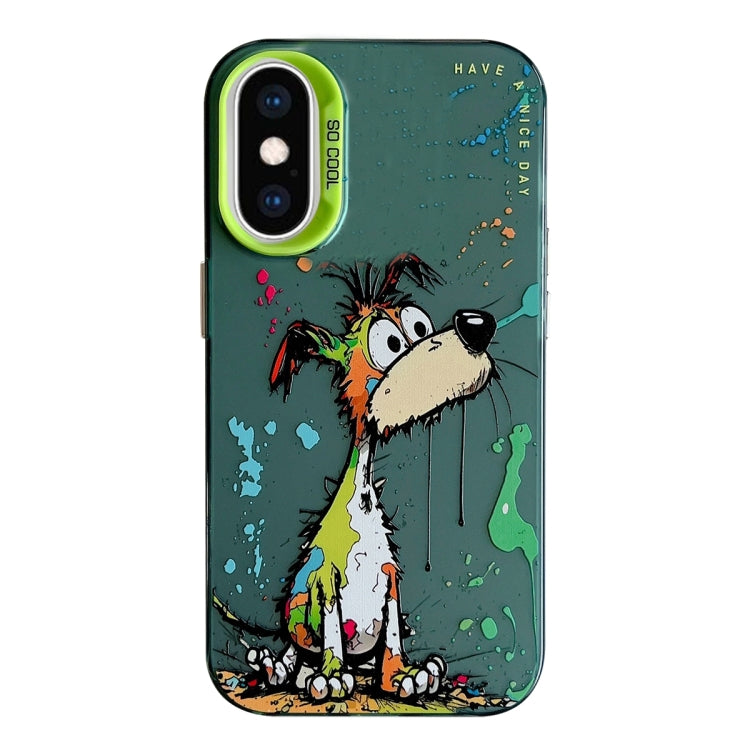 غطاء هاتف من سلسلة لوحات الزيت بنقشة حيوانات، PC + TPU، لهاتف iPhone XS Max