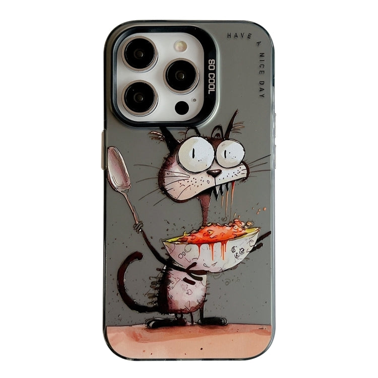 غطاء هاتف من PC + TPU بنقشة لوحات زيتية بنمط حيوانات، لهاتف iPhone 16 Pro Max