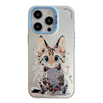 غطاء هاتف من PC + TPU بنقشة لوحات زيتية بنمط حيوانات، لهاتف iPhone 16 Pro Max