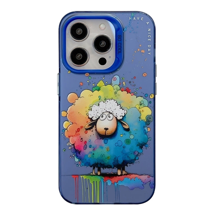 غطاء هاتف من PC + TPU بنقشة لوحات زيتية بنمط حيوانات، لهاتف iPhone 16 Pro Max