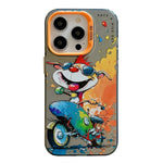 غطاء هاتف من PC + TPU بنقشة لوحات زيتية بنمط حيوانات، لهاتف iPhone 16 Pro Max