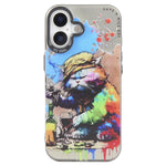 غطاء هاتف من PC + TPU بنقشة لوحات زيتية بنمط حيوانات، لهاتف iPhone 17