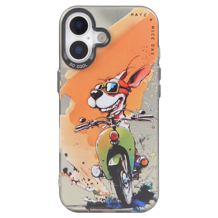 غطاء هاتف من PC + TPU بنقشة لوحات زيتية بنمط حيوانات، لهاتف iPhone 17