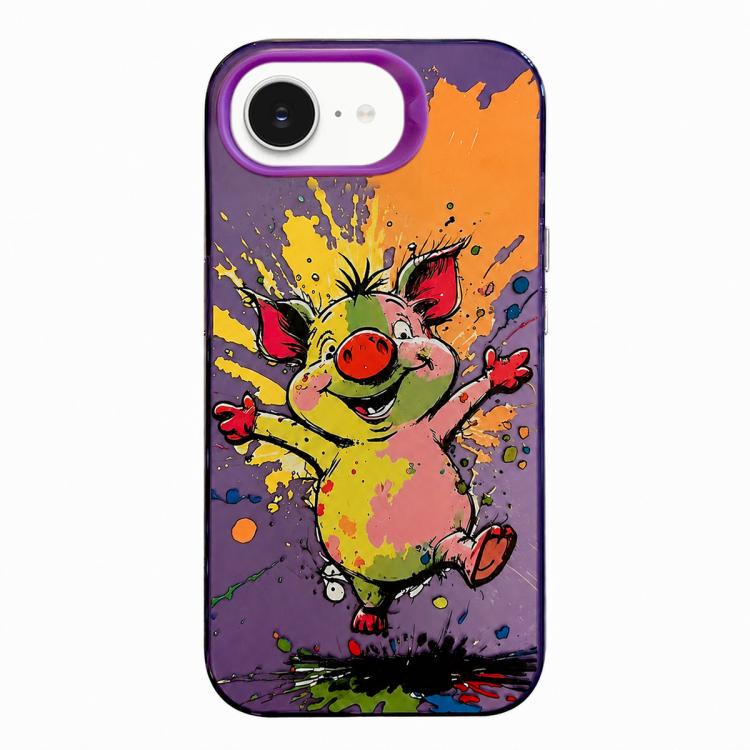 غطاء هاتف من PC + TPU بنقشة لوحات زيتية بنمط حيوانات، لهاتف iPhone 17 Pro Max