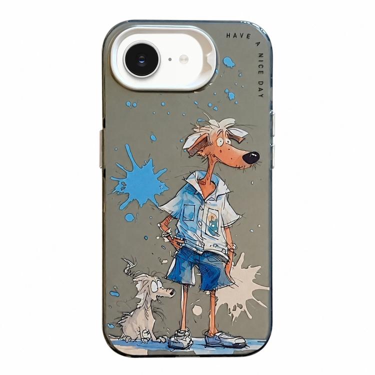 غطاء هاتف من PC + TPU بنقشة لوحات زيتية بنمط حيوانات، لهاتف iPhone 17 Pro Max