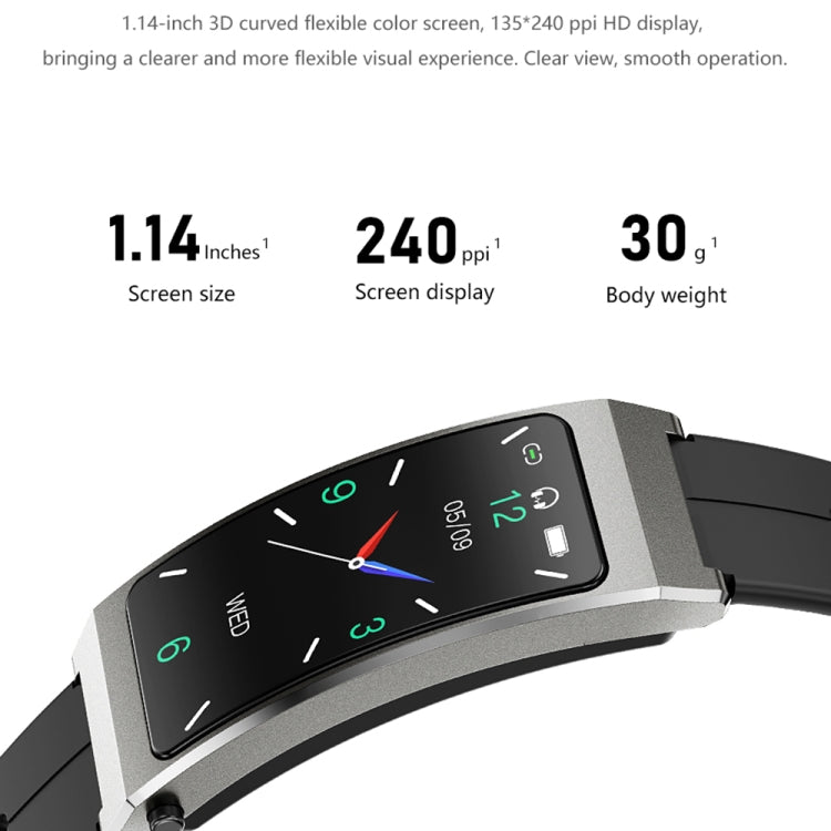 K13S 1.14 inch TFT Screen Silicone Strap Smart Calling Bracelet Supports Sleep Management/Blood Oxygen Monitoring, Silicone Strap