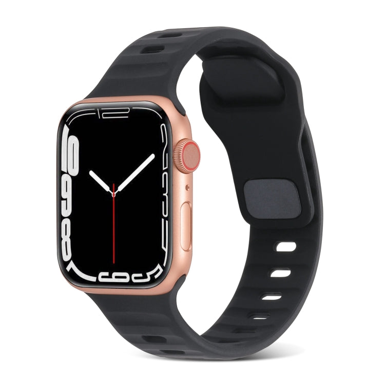 Square Buckle Stripes Silicone Watch Band, For Apple Watch Ultra 2 49mm, For Apple Watch Series 9 45mm