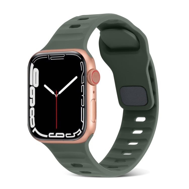 Square Buckle Stripes Silicone Watch Band, For Apple Watch Ultra 2 49mm, For Apple Watch Series 9 45mm