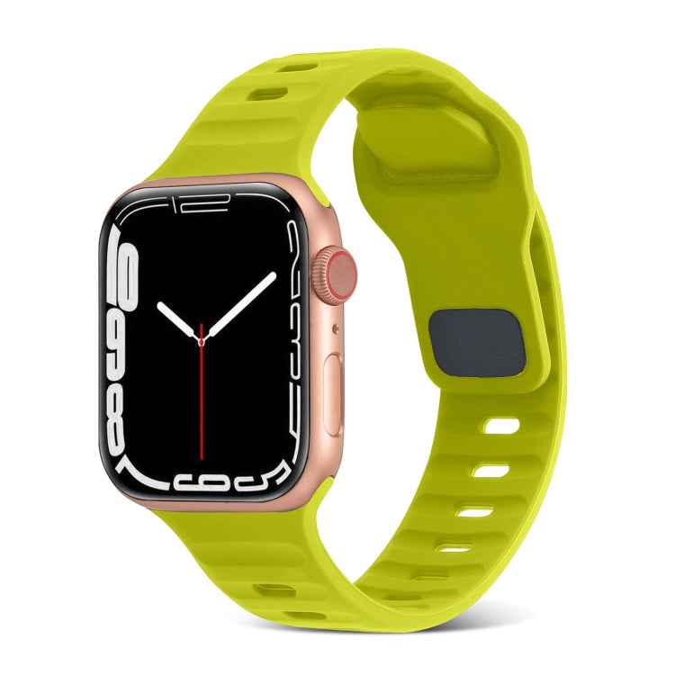 Square Buckle Stripes Silicone Watch Band, For Apple Watch Ultra 2 49mm, For Apple Watch Series 9 45mm