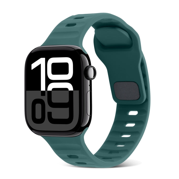 Square Buckle Stripes Silicone Watch Band, For Apple Watch Series 10 46mm, For Apple Watch Series 10 42mm