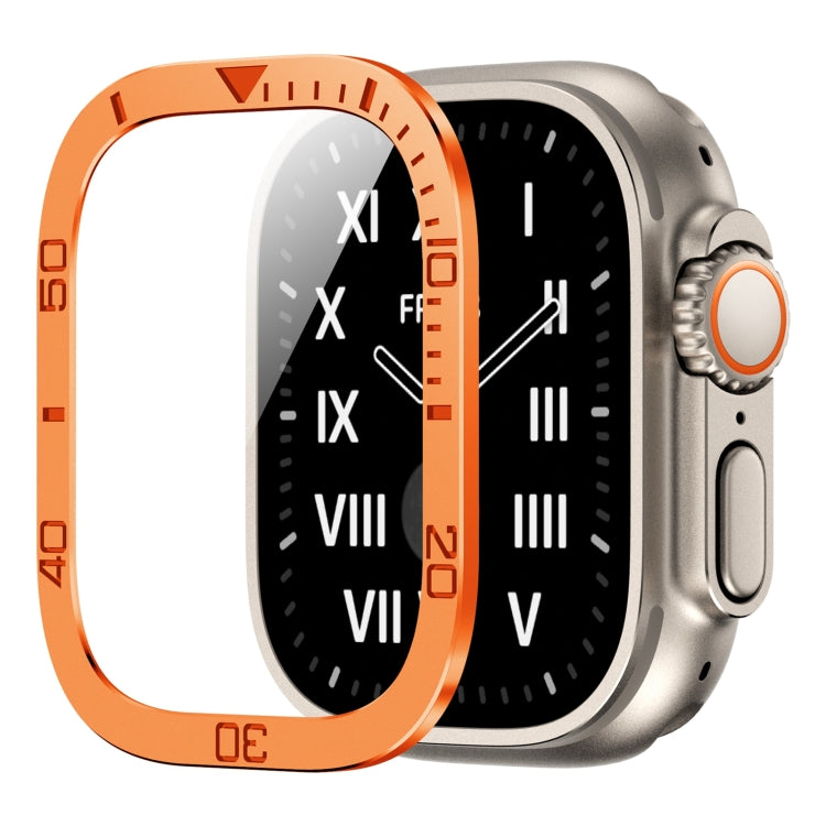 Number Ring Metal Frame Integrated Tempered Film, For Apple Watch Ultra 1 / 2 / 3 49mm