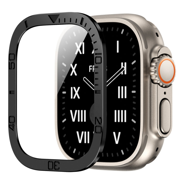 Number Ring Metal Frame Integrated Tempered Film, For Apple Watch Ultra 1 / 2 / 3 49mm