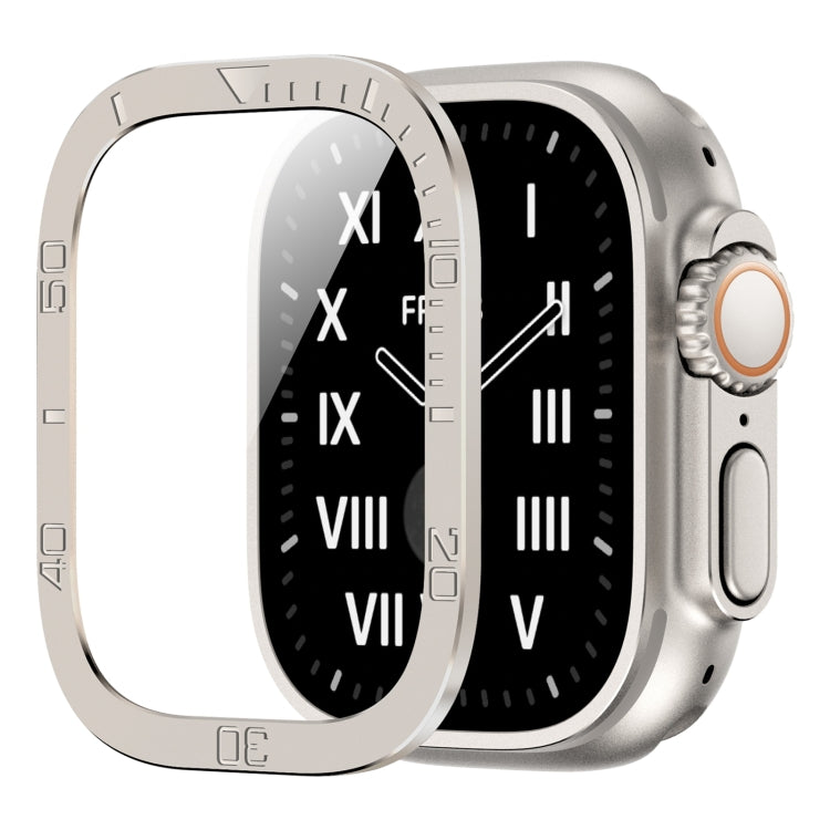 Number Ring Metal Frame Integrated Tempered Film, For Apple Watch Ultra 1 / 2 / 3 49mm
