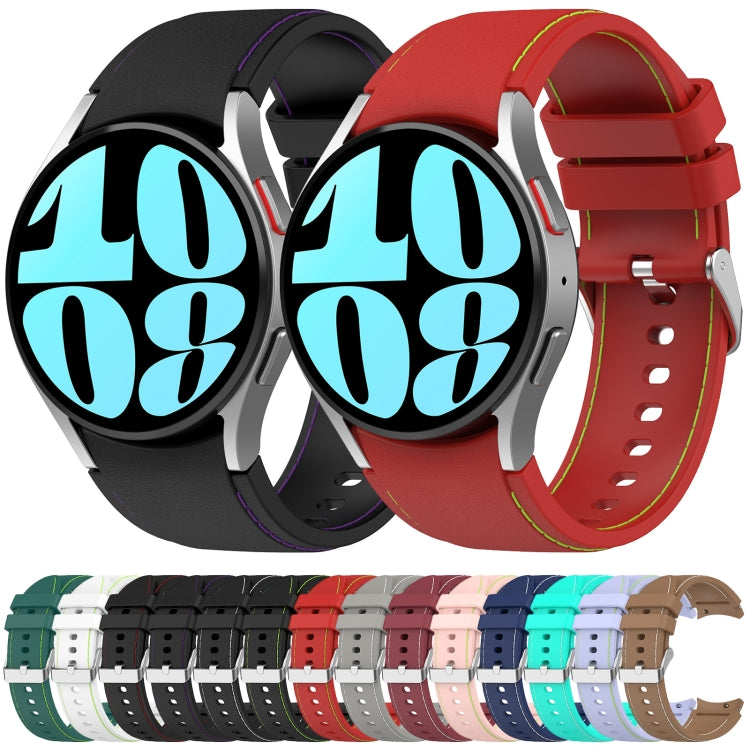 Leather Silicone Watch Band, For Samsung Galaxy Watch 6 / 6 Classic