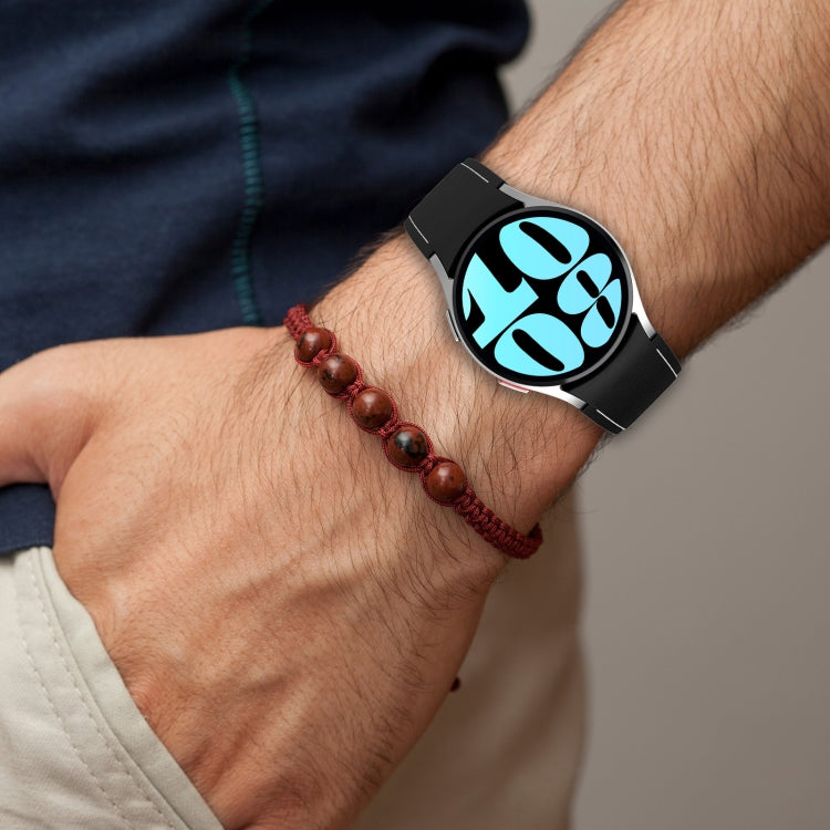 Leather Silicone Watch Band, For Samsung Galaxy Watch 6 / 6 Classic