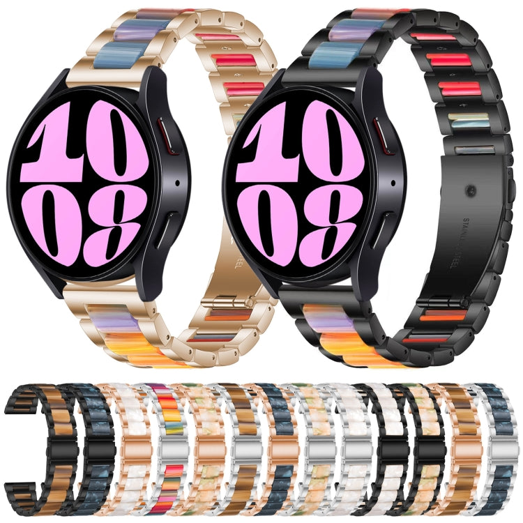 Three Bead Resin Metal Watch Band, For Samsung Galaxy Watch 6 / 6 Classic