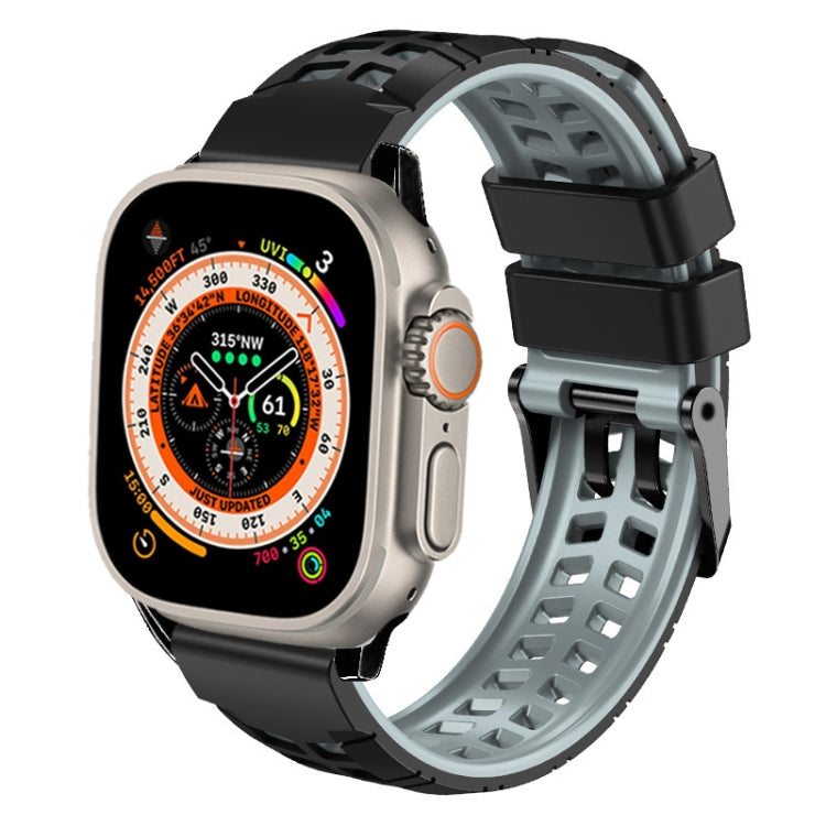 سوار ساعة سيليكون بحزام مزدوج من التويل مع إبزيم، لساعات Apple Watch Ultra مقاس 49 مم، Apple Watch SE 2023 مقاس 44 مم، Apple Watch SE 2023 مقاس 40 مم، Apple Watch Ultra 2 مقاس 49 مم، Apple Watch Series 9 مقاس 45 مم