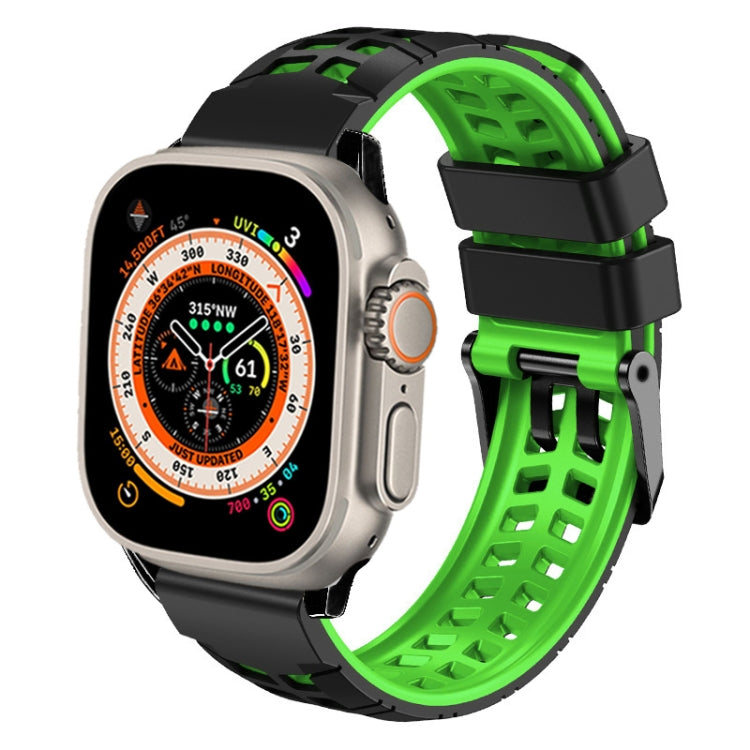 سوار ساعة سيليكون بحزام مزدوج من التويل مع إبزيم، لساعات Apple Watch Ultra مقاس 49 مم، Apple Watch SE 2023 مقاس 44 مم، Apple Watch SE 2023 مقاس 40 مم، Apple Watch Ultra 2 مقاس 49 مم، Apple Watch Series 9 مقاس 45 مم