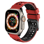 سوار ساعة سيليكون بحزام مزدوج من التويل مع إبزيم، لساعات Apple Watch Ultra مقاس 49 مم، Apple Watch SE 2023 مقاس 44 مم، Apple Watch SE 2023 مقاس 40 مم، Apple Watch Ultra 2 مقاس 49 مم، Apple Watch Series 9 مقاس 45 مم