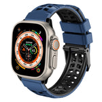 سوار ساعة سيليكون بحزام مزدوج من التويل مع إبزيم، لساعات Apple Watch Ultra مقاس 49 مم، Apple Watch SE 2023 مقاس 44 مم، Apple Watch SE 2023 مقاس 40 مم، Apple Watch Ultra 2 مقاس 49 مم، Apple Watch Series 9 مقاس 45 مم