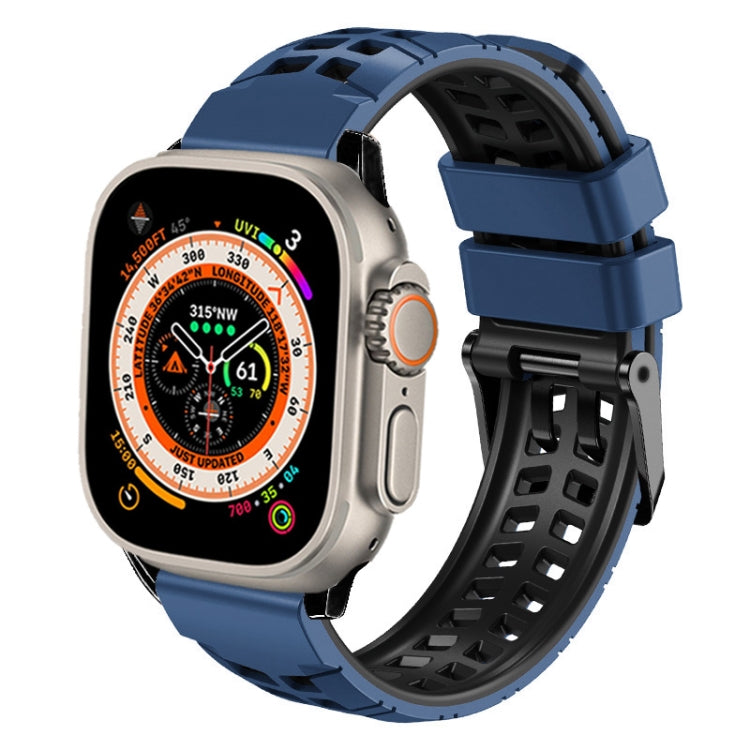 سوار ساعة سيليكون بحزام مزدوج من التويل مع إبزيم، لساعات Apple Watch Ultra مقاس 49 مم، Apple Watch SE 2023 مقاس 44 مم، Apple Watch SE 2023 مقاس 40 مم، Apple Watch Ultra 2 مقاس 49 مم، Apple Watch Series 9 مقاس 45 مم