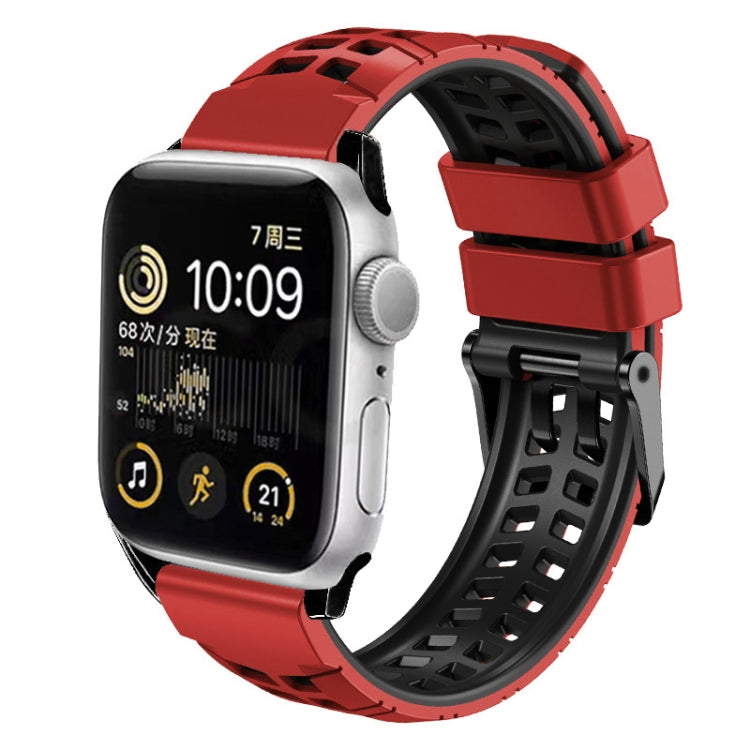 سوار ساعة سيليكون بحزام مزدوج من التويل مع إبزيم، لساعات Apple Watch Series 4 مقاس 40 مم، Apple Watch Series 3 مقاس 38 مم، Apple Watch مقاس 38 مم، Apple Watch Series 3 مقاس 42 مم، Apple Watch Series 2 مقاس 42 مم