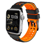 سوار ساعة سيليكون بحزام مزدوج من التويل مع إبزيم، لساعات Apple Watch Series 4 مقاس 40 مم، Apple Watch Series 3 مقاس 38 مم، Apple Watch مقاس 38 مم، Apple Watch Series 3 مقاس 42 مم، Apple Watch Series 2 مقاس 42 مم