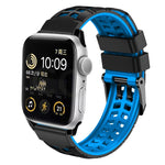 سوار ساعة سيليكون بحزام مزدوج من التويل مع إبزيم، لساعات Apple Watch Series 4 مقاس 40 مم، Apple Watch Series 3 مقاس 38 مم، Apple Watch مقاس 38 مم، Apple Watch Series 3 مقاس 42 مم، Apple Watch Series 2 مقاس 42 مم